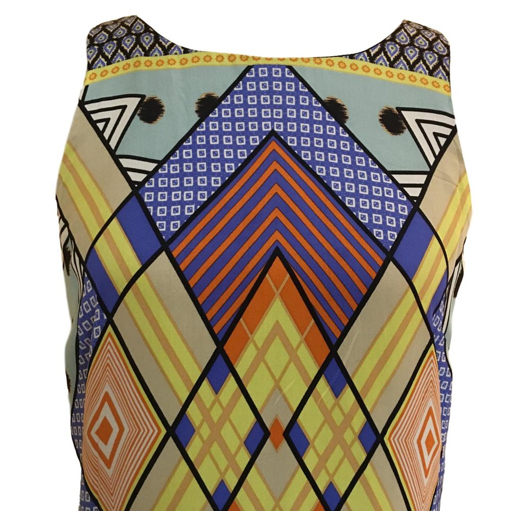 "Single" Geometric Silk Mini-Dress - Small - CUTE! - Picture 2 of 4